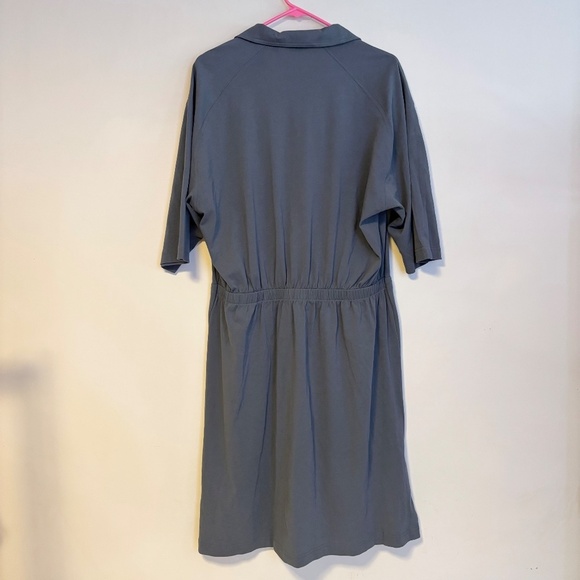 Uniqlo Half Sleeve Collared Gathered Waist Jersey Midi Dress Grey Womens S NWT - Picture 5 of 6